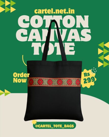 Handmade Black Cotton Bag – Eco-Friendly & Stylish Everyday Tote with style & elegance