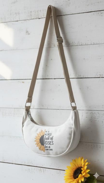 Sunflower being Cotton canvas sling / crossbody Bag – Eco-Friendly & Stylish Everyday & everywhere uses