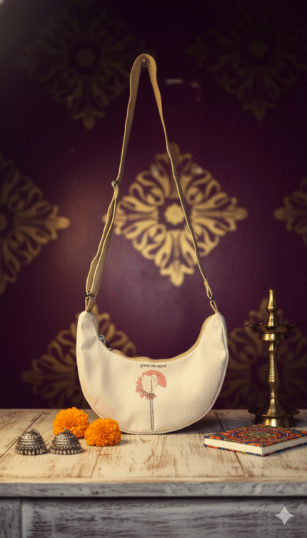 Krishnam sada sahayate Cotton canvas sling / crossbody Bag – Eco-Friendly & Stylish Everyday & everywhere uses